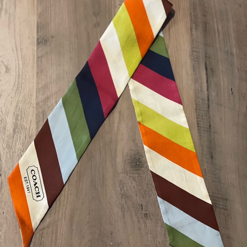Coach Multicolor Silk Legacy Striped Scarf